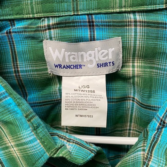 Wrangler Green and Blue Button Down Shirt, Large, Pre-owned - Picture 5 of 6